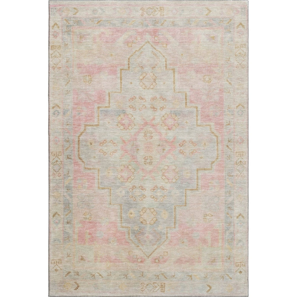 HomeRoots 9' X 12' Pink and Gray Medallion Area Rug – Stylish, Washable, UV-Protected, Perfect for Families! 708072