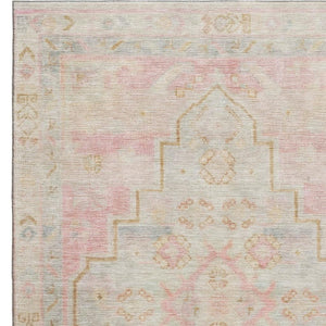 HomeRoots 9' X 12' Pink and Gray Medallion Area Rug – Stylish, Washable, UV-Protected, Perfect for Families! 708072