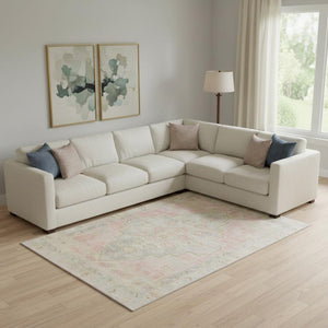 HomeRoots 10' Pink and Gray Medallion Washable Area Rug with UV Protection – Durable, Stain-Resistant, Non-Slip! 708073