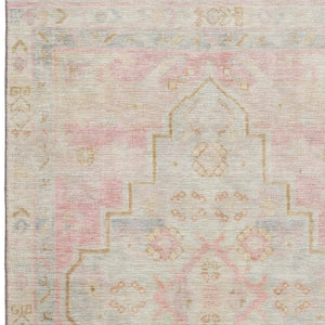 HomeRoots 10' Pink and Gray Medallion Washable Area Rug with UV Protection – Durable, Stain-Resistant, Non-Slip! 708073