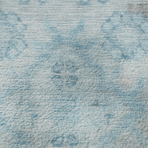 HomeRoots 5' X 8' Sky Blue & Gray Medallion Area Rug - Durable, Washable, Stain-Resistant & UV Protected 708075