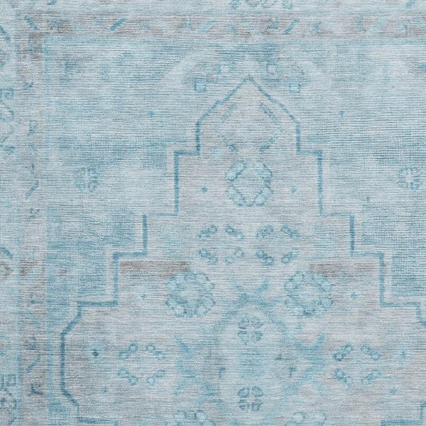 HomeRoots 9' X 12' Sky Blue & Gray Medallion Area Rug - Washable, Durable, UV Protected for Stylish Comfort 708078