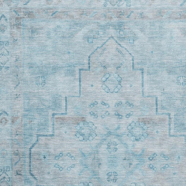 HomeRoots 10' Sky Blue & Gray Medallion Washable Area Rug - Durable, Stain Resistant, UV Protected & Stylish! 708079