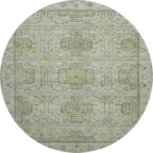 HomeRoots 8' X 10' Geometric Artichoke Green and Gray Washable Area Rug with UV Protection for Modern Homes 708083