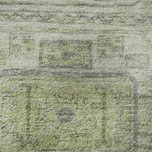 HomeRoots 8' X 10' Geometric Artichoke Green and Gray Washable Area Rug with UV Protection for Modern Homes 708083