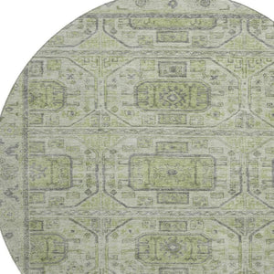 HomeRoots 8' X 10' Geometric Artichoke Green and Gray Washable Area Rug with UV Protection for Modern Homes 708083