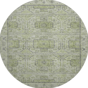 HomeRoots 8' X 10' Geometric Artichoke Green and Gray Washable Area Rug with UV Protection for Modern Homes 708083