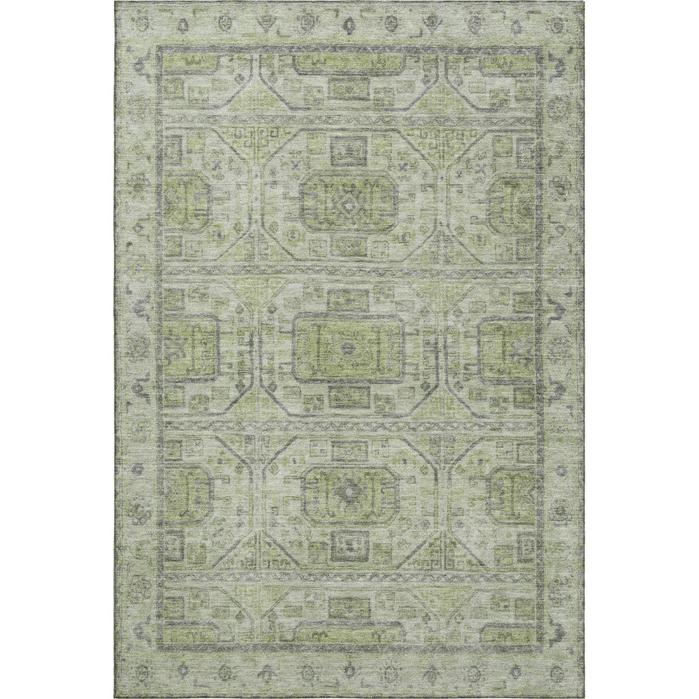 HomeRoots 9' X 12' Modern Artichoke Green Geometric Area Rug - Washable, Stain Resistant & UV Protected Design 708084