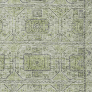 HomeRoots 9' X 12' Modern Artichoke Green Geometric Area Rug - Washable, Stain Resistant & UV Protected Design 708084