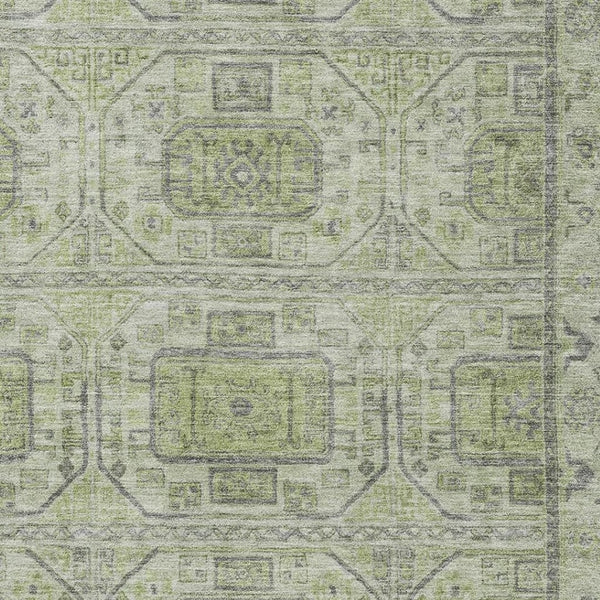 HomeRoots 9' X 12' Modern Artichoke Green Geometric Area Rug - Washable, Stain Resistant & UV Protected Design 708084