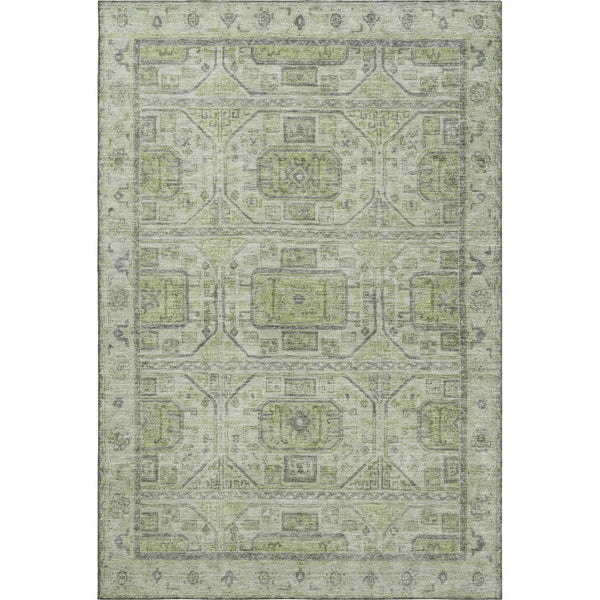 HomeRoots 10' X 14' Artichoke Green & Gray Geometric Area Rug - Washable, UV-Protected, Durable for Busy Homes 708085