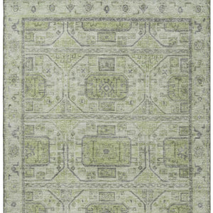 HomeRoots 10' X 14' Artichoke Green & Gray Geometric Area Rug - Washable, UV-Protected, Durable for Busy Homes 708085