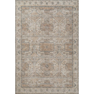 HomeRoots 8' Modern Beige and Gray Geometric Round Rug - Washable, UV-Protected, Stain-Resistant Design 708088