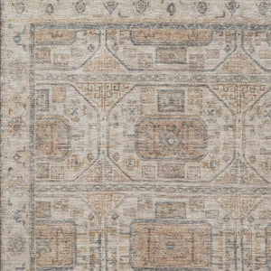 HomeRoots 8' Modern Beige and Gray Geometric Round Rug - Washable, UV-Protected, Stain-Resistant Design 708088