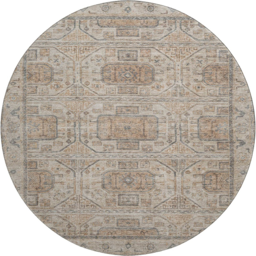 HomeRoots 8' X 10' Beige, Coffee & Gray Geometric Area Rug - Washable, UV-Protected, Durable for High-Traffic Spaces 708089