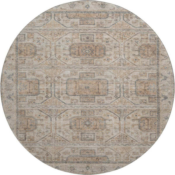 HomeRoots 8' X 10' Beige, Coffee & Gray Geometric Area Rug - Washable, UV-Protected, Durable for High-Traffic Spaces 708089
