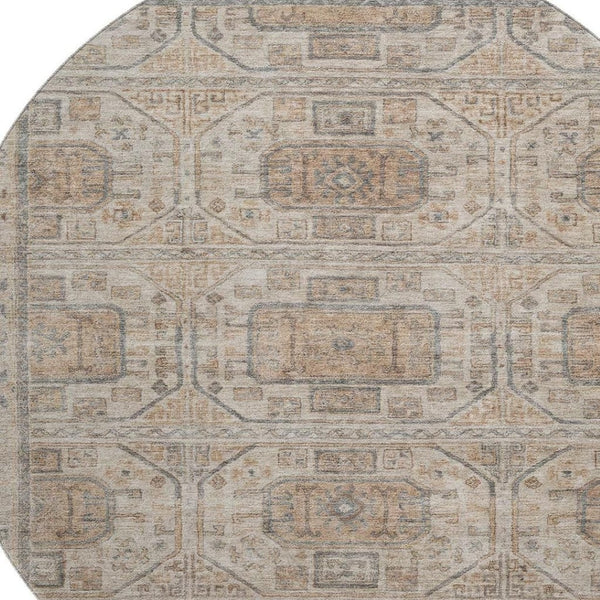 HomeRoots 8' X 10' Beige, Coffee & Gray Geometric Area Rug - Washable, UV-Protected, Durable for High-Traffic Spaces 708089