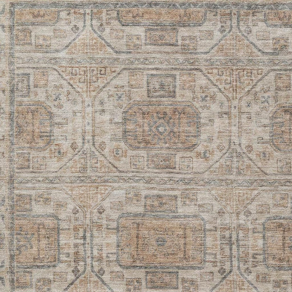 HomeRoots 9' X 12' Washable Beige Coffee Gray Geometric Area Rug with UV Protection for Modern Homes 708090