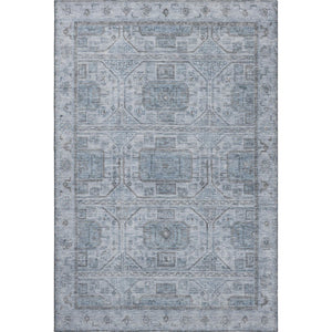 HomeRoots 5' X 8' Blue and Gray Geometric Area Rug - Washable, UV Protected, Durable, and Stylish for Any Space 708093