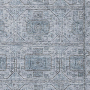 HomeRoots 5' X 8' Blue and Gray Geometric Area Rug - Washable, UV Protected, Durable, and Stylish for Any Space 708093