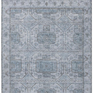 HomeRoots 5' X 8' Blue and Gray Geometric Area Rug - Washable, UV Protected, Durable, and Stylish for Any Space 708093