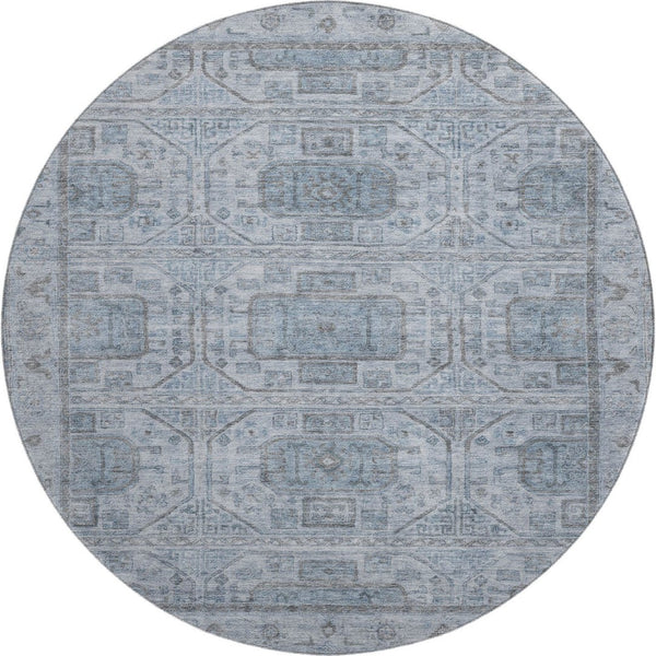 HomeRoots 8' X 10' Blue and Gray Geometric Washable Area Rug – Durable, Stylish, UV-Protected for Every Home 708095