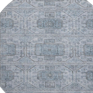 HomeRoots 8' X 10' Blue and Gray Geometric Washable Area Rug – Durable, Stylish, UV-Protected for Every Home 708095