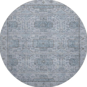 HomeRoots 8' X 10' Blue and Gray Geometric Washable Area Rug – Durable, Stylish, UV-Protected for Every Home 708095