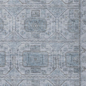 HomeRoots 9' X 12' Blue and Gray Geometric Washable Area Rug with UV Protection for Modern Homes & Spaces 708096