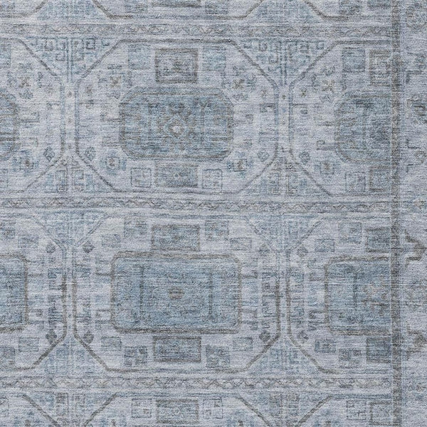 HomeRoots 9' X 12' Blue and Gray Geometric Washable Area Rug with UV Protection for Modern Homes & Spaces 708096