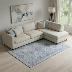 HomeRoots 10' X 14' Blue and Gray Geometric Area Rug - Durable, Washable, UV Protected for Modern Homes 708097