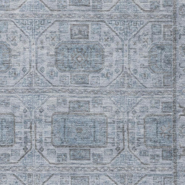 HomeRoots 10' X 14' Blue and Gray Geometric Area Rug - Durable, Washable, UV Protected for Modern Homes 708097