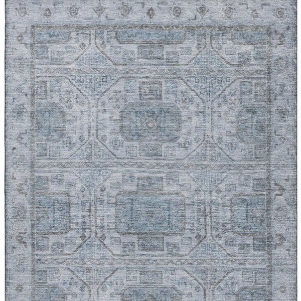 HomeRoots 10' X 14' Blue and Gray Geometric Area Rug - Durable, Washable, UV Protected for Modern Homes 708097