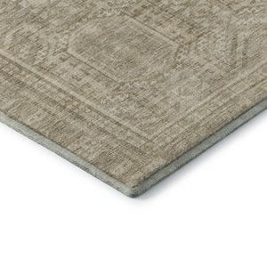 HomeRoots 5' X 8' Beige and Taupe Geometric Area Rug - Washable, Stain Resistant, UV Protected for Any Space 708099