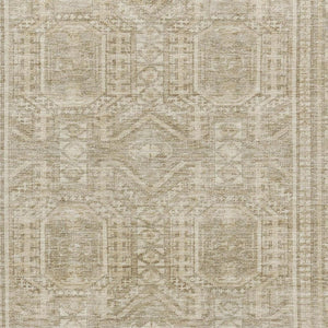 HomeRoots 5' X 8' Beige and Taupe Geometric Area Rug - Washable, Stain Resistant, UV Protected for Any Space 708099