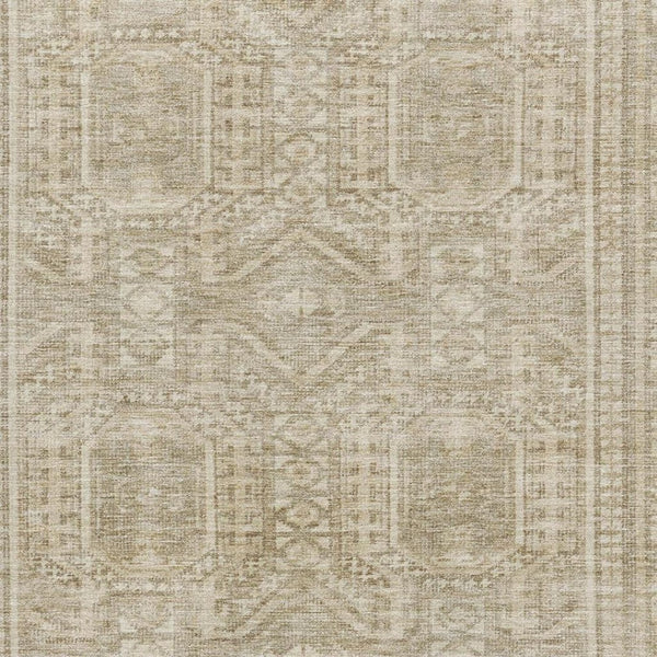 HomeRoots 5' X 8' Beige and Taupe Geometric Area Rug - Washable, Stain Resistant, UV Protected for Any Space 708099