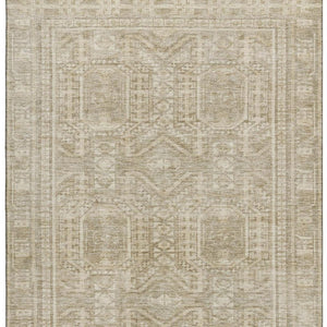 HomeRoots 5' X 8' Beige and Taupe Geometric Area Rug - Washable, Stain Resistant, UV Protected for Any Space 708099