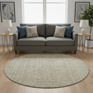 HomeRoots 8' X 10' Beige & Taupe Geometric Area Rug - Washable, UV Protected, Durable for High-Traffic Homes 708101
