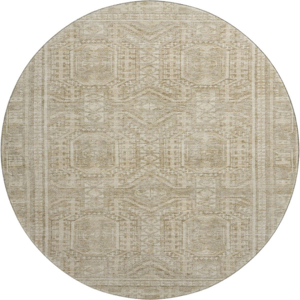 HomeRoots 8' X 10' Beige & Taupe Geometric Area Rug - Washable, UV Protected, Durable for High-Traffic Homes 708101