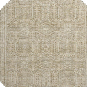 HomeRoots 8' X 10' Beige & Taupe Geometric Area Rug - Washable, UV Protected, Durable for High-Traffic Homes 708101