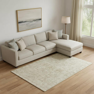 HomeRoots 10' Geometric Beige and Taupe Washable Area Rug with UV Protection for Modern Living Spaces 708103