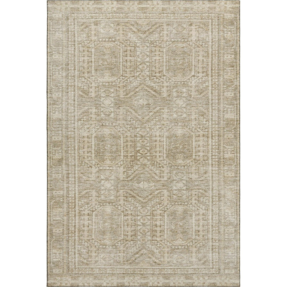 HomeRoots 10' Geometric Beige and Taupe Washable Area Rug with UV Protection for Modern Living Spaces 708103