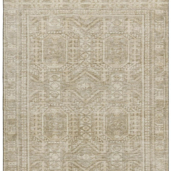 HomeRoots 10' Geometric Beige and Taupe Washable Area Rug with UV Protection for Modern Living Spaces 708103
