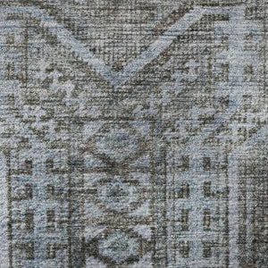 HomeRoots 8' X 10' Chocolate & Blue Geometric Area Rug - Washable, UV-Protected, Stain-Resistant Design! 708107