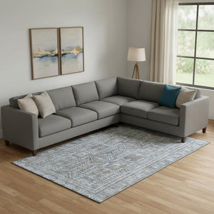 HomeRoots 10' X 14' Chocolate and Blue Geometric Washable Area Rug – UV Resistant, Easy-Care for Family Spaces! 708109