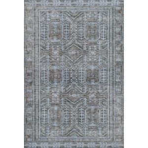 HomeRoots 10' X 14' Chocolate and Blue Geometric Washable Area Rug – UV Resistant, Easy-Care for Family Spaces! 708109