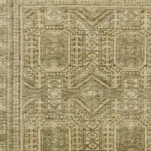 HomeRoots 5' X 8' Washable Khaki & Taupe Geometric Area Rug with UV Protection for High-Traffic Spaces 708111