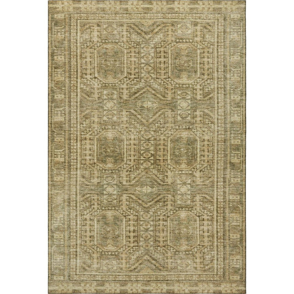 HomeRoots 8' Khaki and Taupe Geometric Washable Round Rug - UV Protected, Stain-Resistant, Stylish & Durable 708112