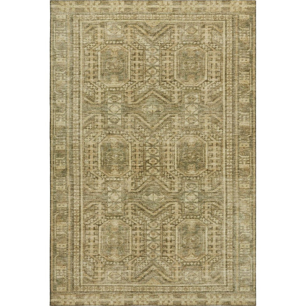 HomeRoots 10' X 14' Khaki & Taupe Geometric Area Rug - Washable, Stain Resistant, UV Protected for Busy Homes 708115