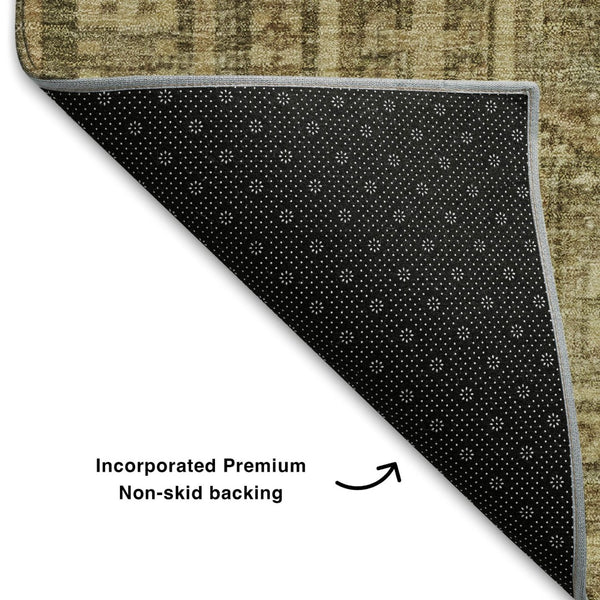 HomeRoots 10' X 14' Khaki & Taupe Geometric Area Rug - Washable, Stain Resistant, UV Protected for Busy Homes 708115